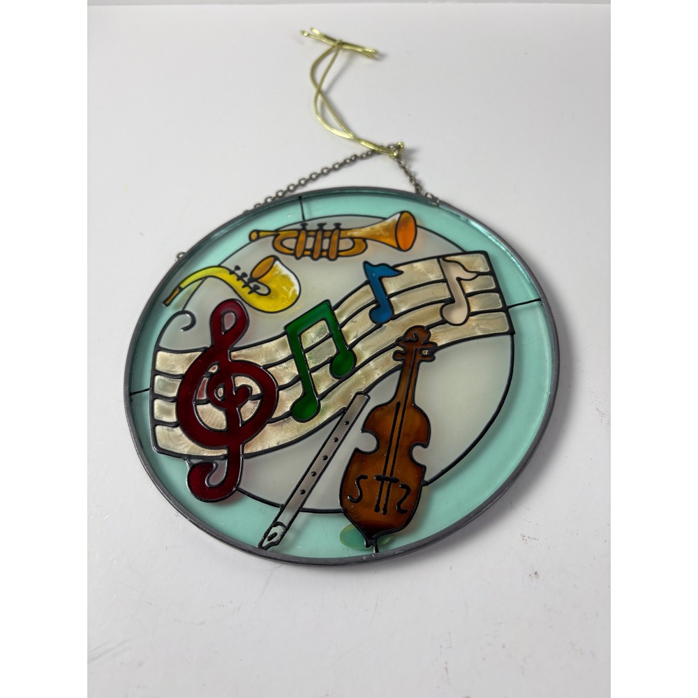 Spoontiques Stained Glass Music Suncatcher Musical Instruments 6 Inch Round